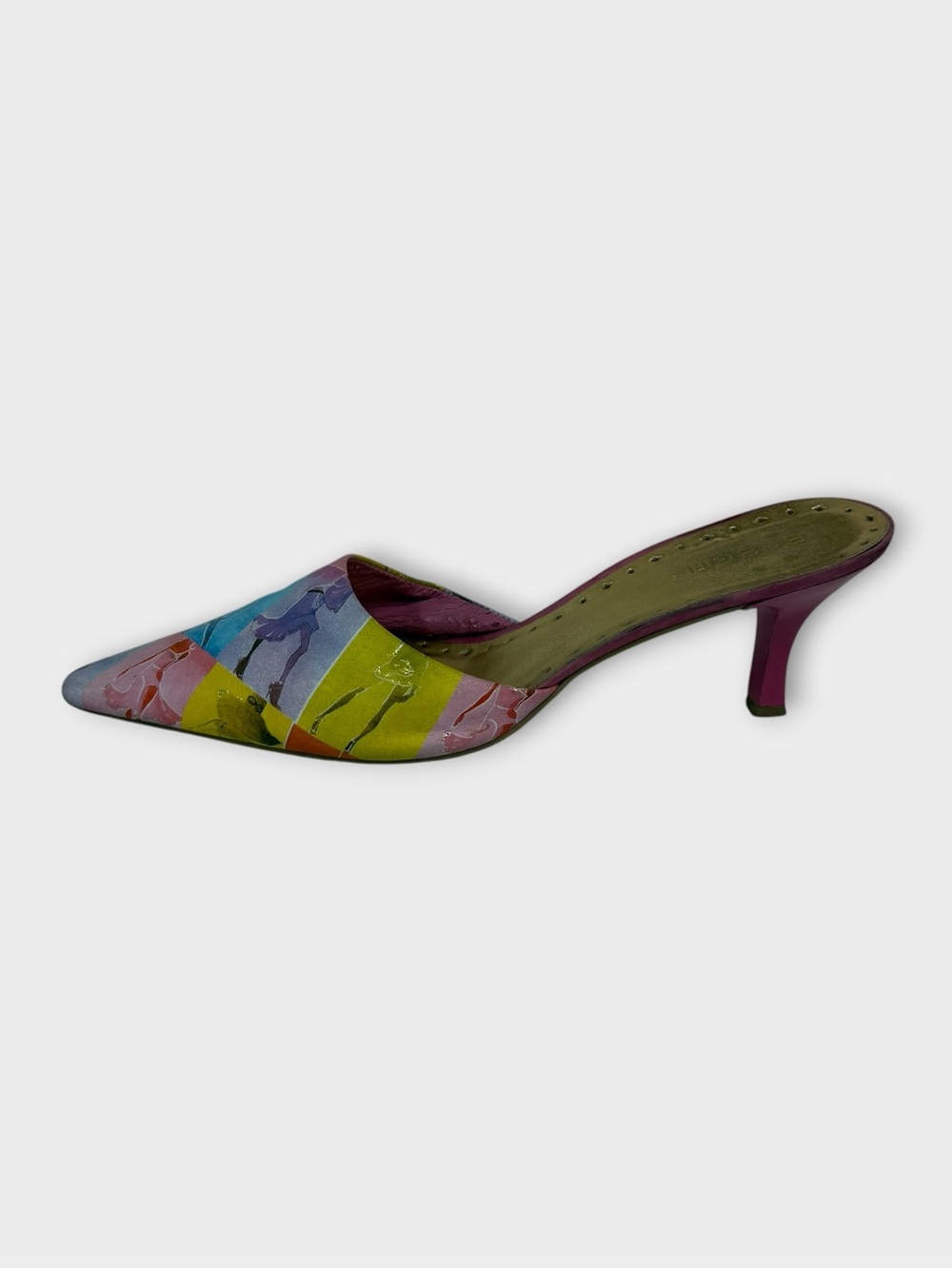 BCBGirls Pop Art Print Kitten Heel Mules